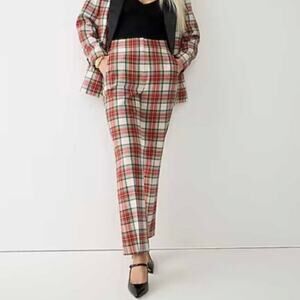 NWT J. Crew 10 Willa Cropped Flare Pant Snowy Stewart Tartan Wool Blend BM754